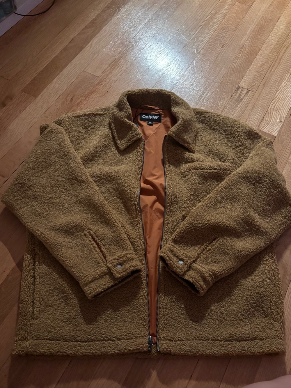 Only Men's Sherpa Puffer Jacket in Camel Brown